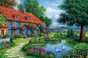 Картинки красивый дом с садом