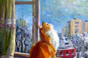 Кот на окне зимой картинки