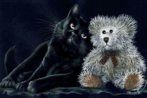 Пушистый черный кот картинки