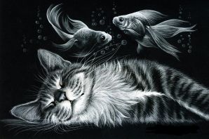 Кот и рыбка картинки