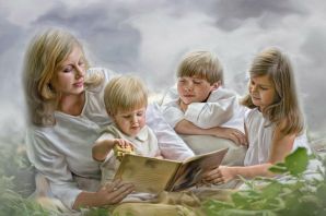 Читающая семья картинки