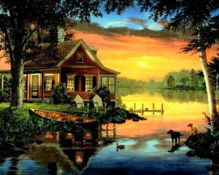Дом у озера картинки красивые