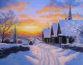 Картинки зима в деревне красивые