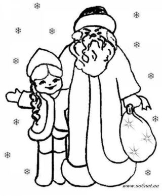 Дед мороз и снегурочка картинки раскраски