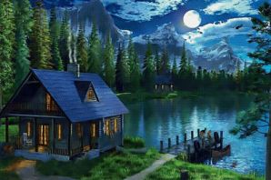 Красивые картинки домик у озера