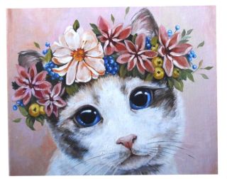 Котик с цветами картинки