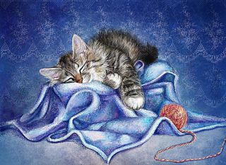 Картинки спокойной ночи с котиками