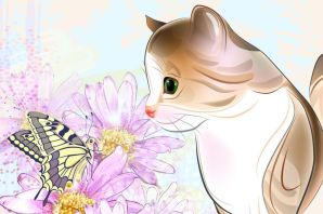 Картинки красивые с котятами и цветами