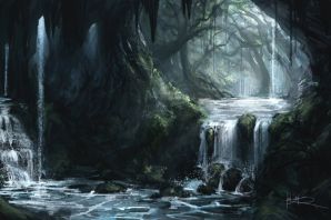 Картинки лес горы водопад