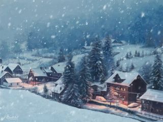 Домик в деревне зимой картинки
