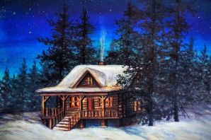 Картинки домик зимой
