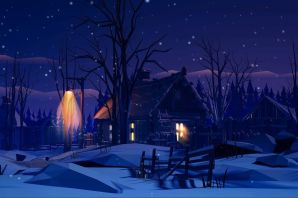 Ночная деревня зимой картинки