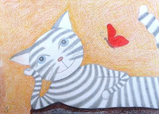 Картинки котик полосатый