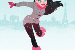Картинка нарисованная девушка зима