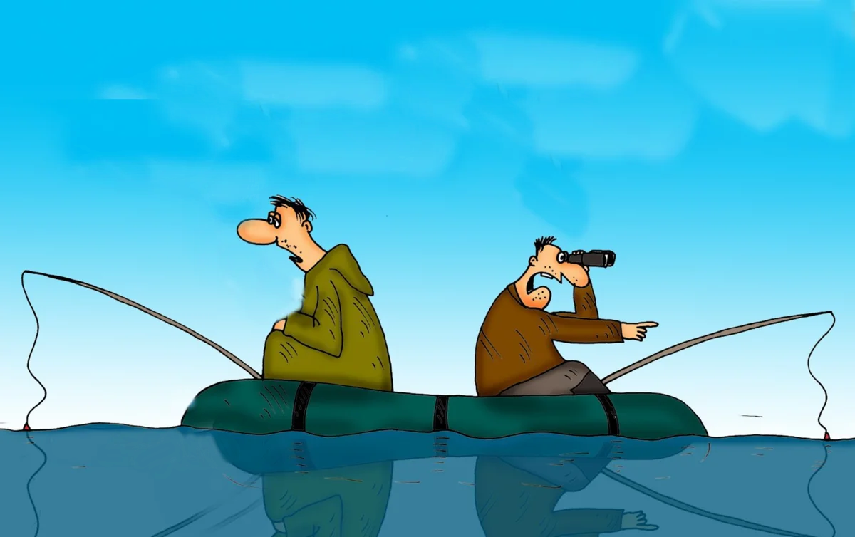 Ловить корень. Рыбак рыбака видит издалека. Рыбак карикатура. Карикатуры на рыбаков. Приколы на рыбалке.