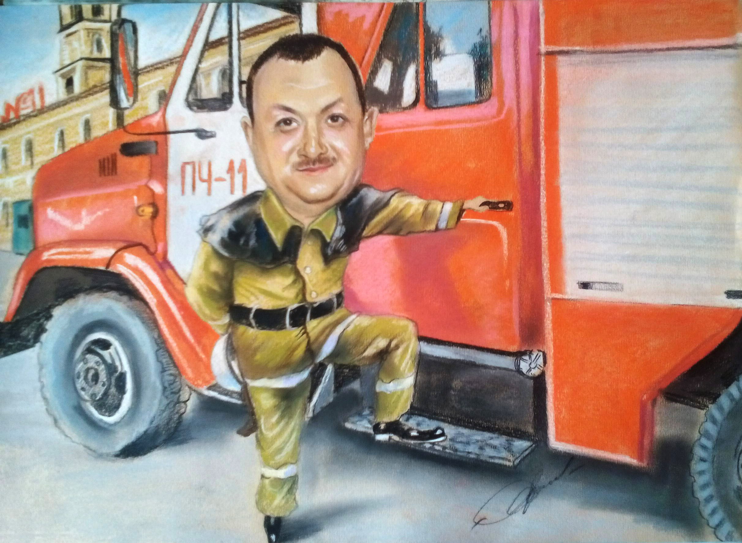 Пожарная охрана водитель. Пожарные карикатуры. Шарж пожарник. Шарж пожарник с машиной. Шарж водитель пожарной машины.