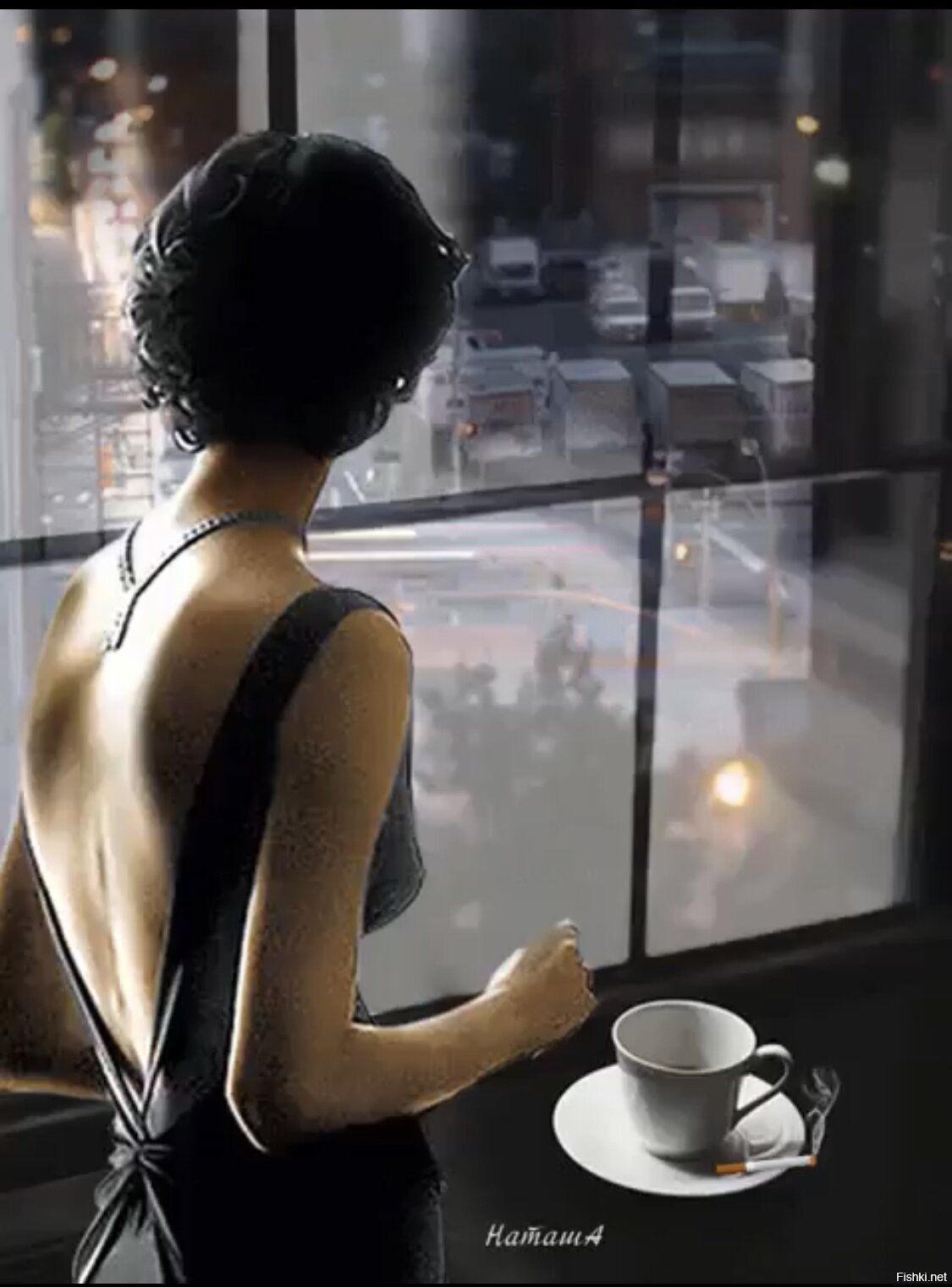 Девушка с чашкой у окна
