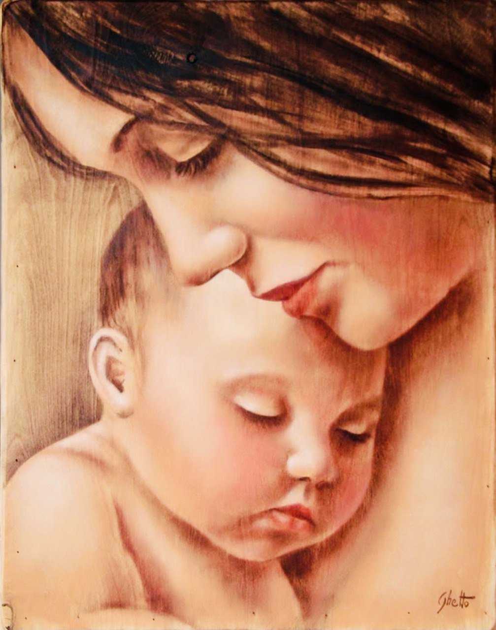 Люсия Когетто, 1961. Мать и дитя. Иллюстрации материнство. Кариинкая мама с ребенком.