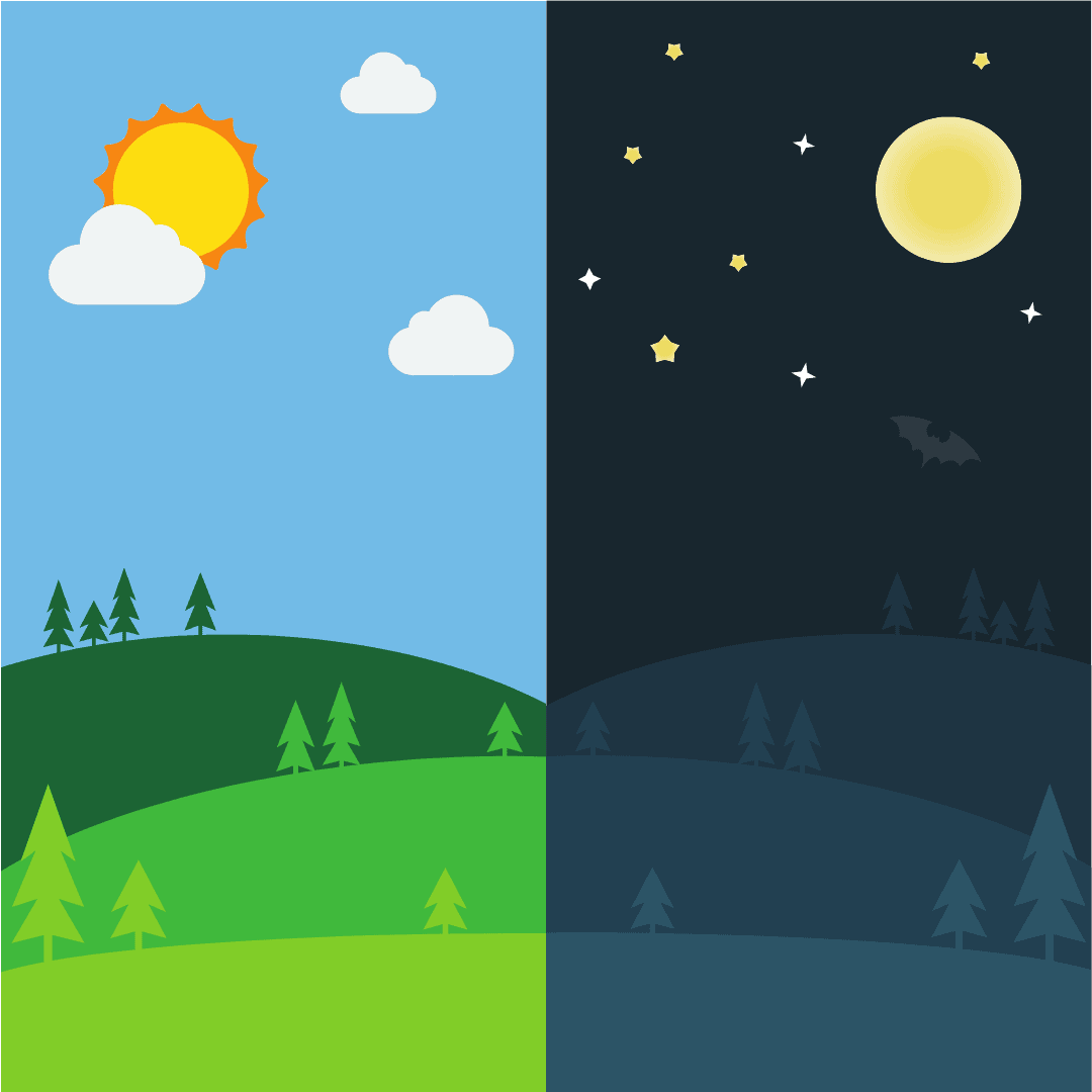 Пейзаж вектор днем и ночью