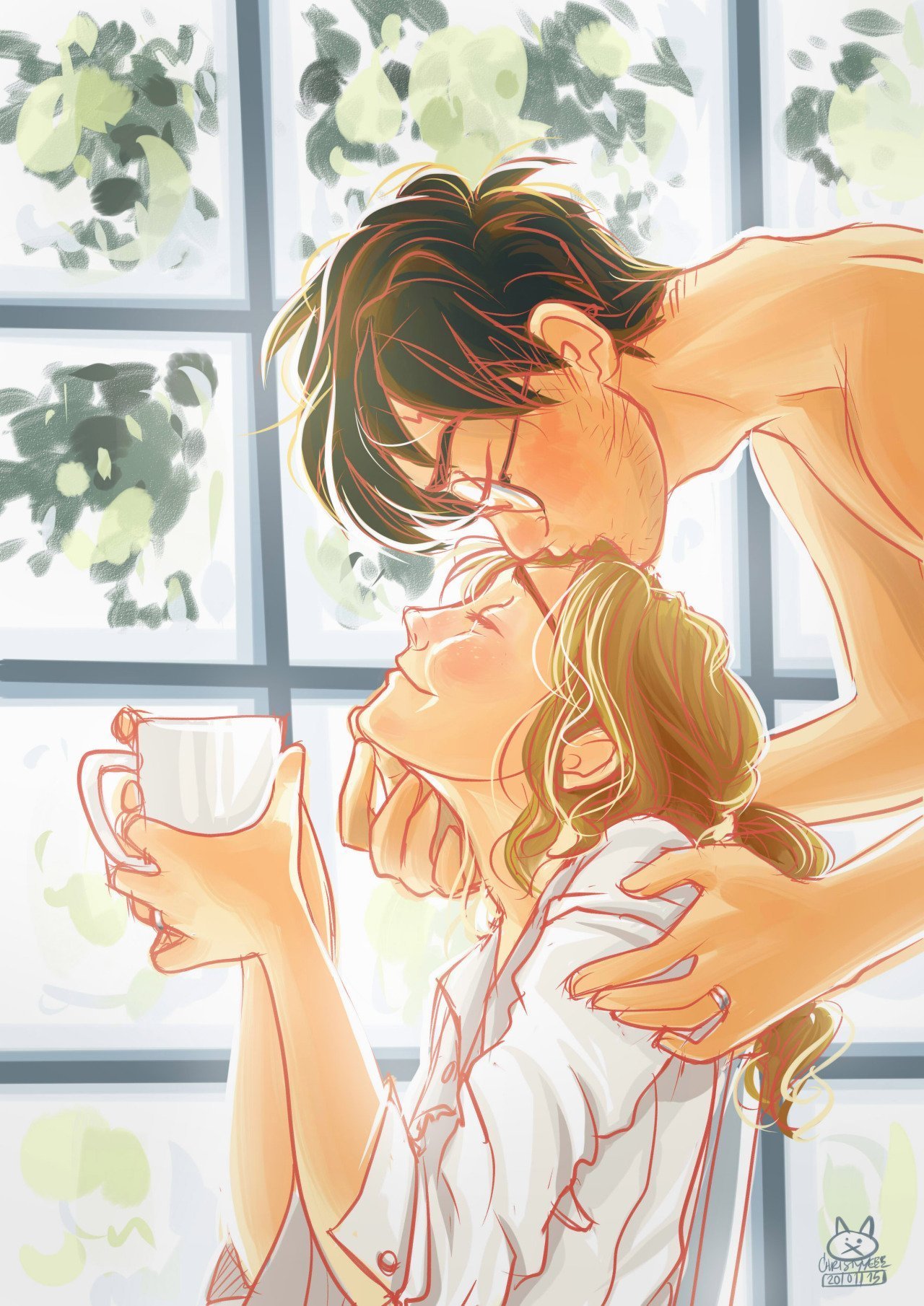 Утром целовать мужчину. Утренний поцелуй. Арты утро. Доброе утро пара. Утренний поцелуй арт.