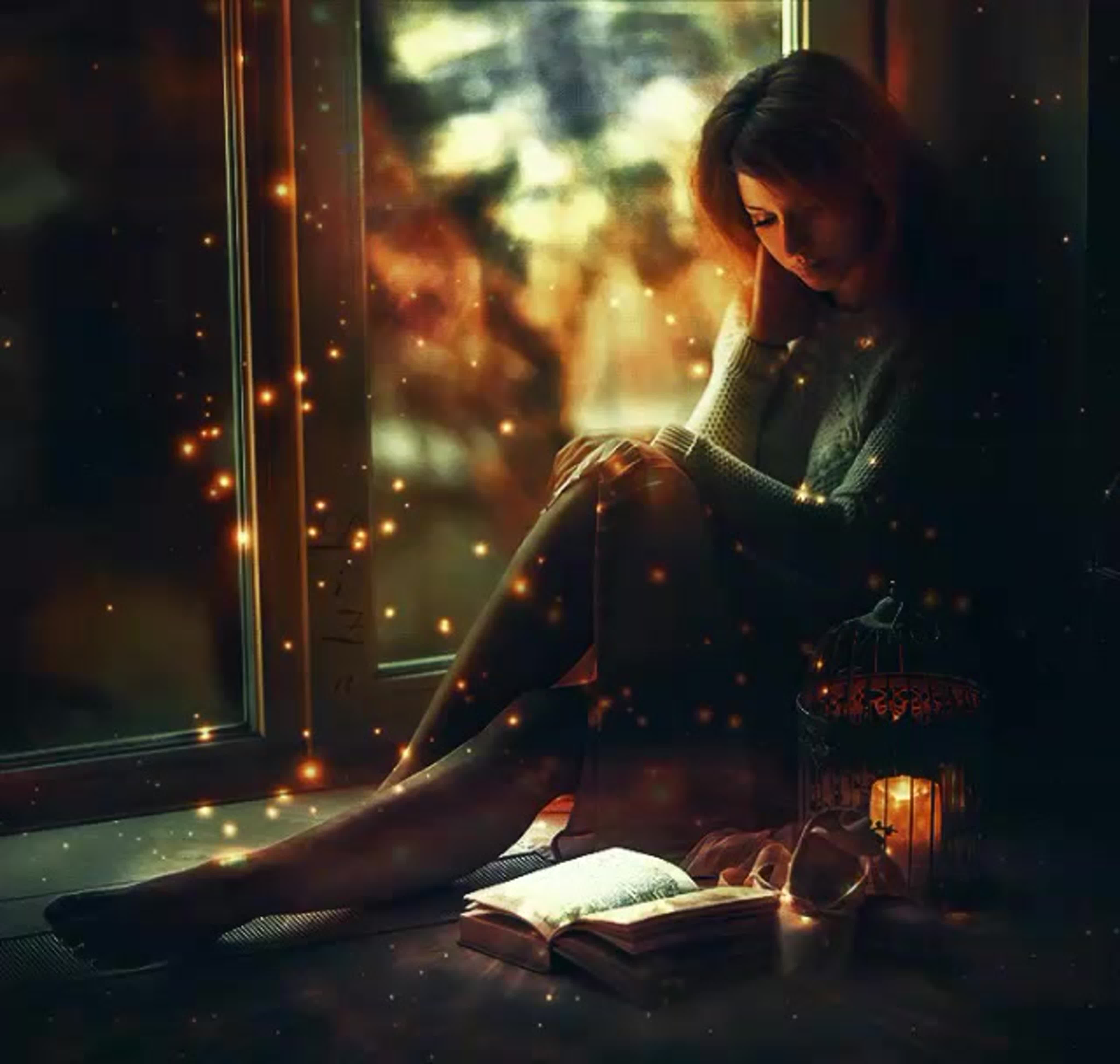 Чтение зимним вечером. Девушка с книгой. Девушка ночью у окна. Грустный вечер. Одинокая женщина вечером.