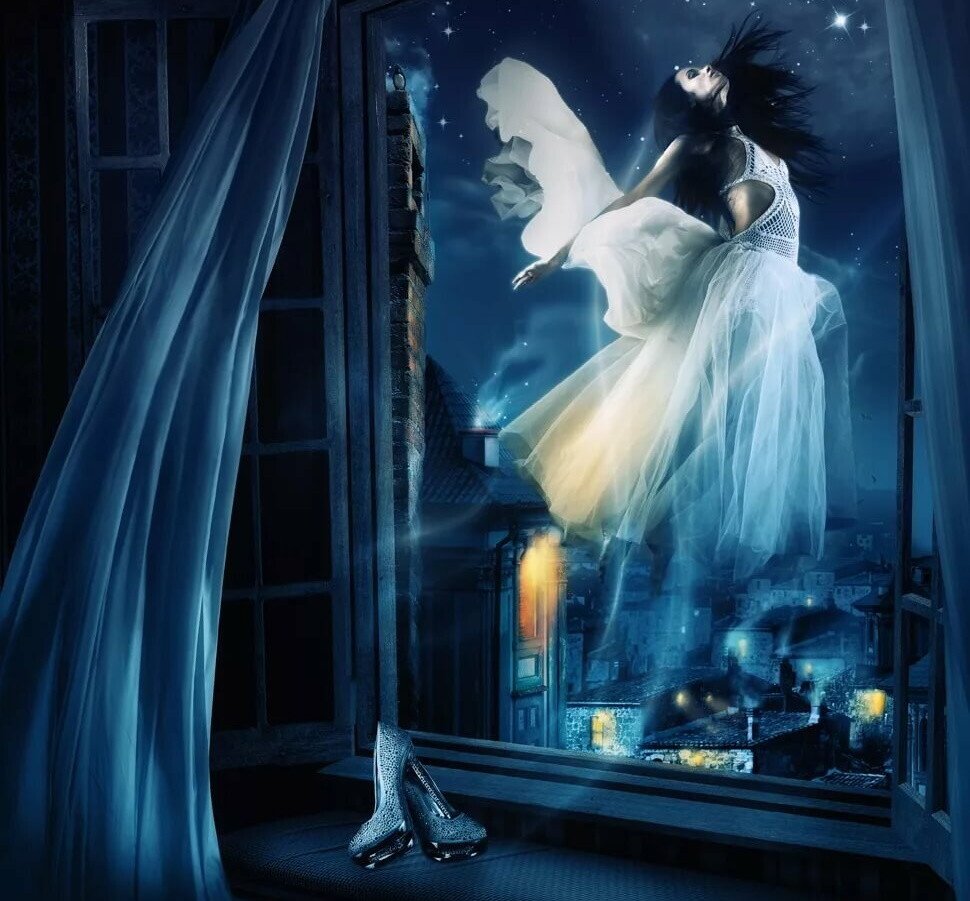 Залететь в окно сонник. Сказочный сон. Ночной ангел. Сон фэнтези. Ангел в ночи.
