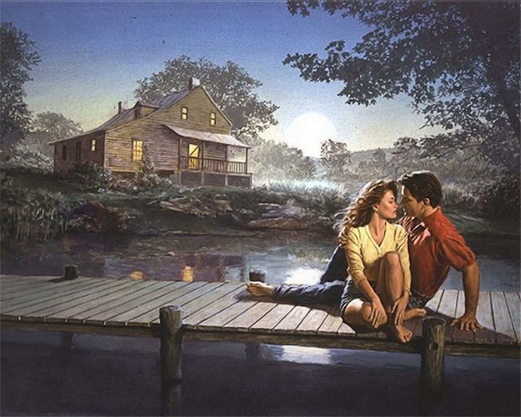 Тихо ласков теплый вечер. Двое у реки. Романтика в деревне. Крыльцо вечер. Влюбленные у реки.