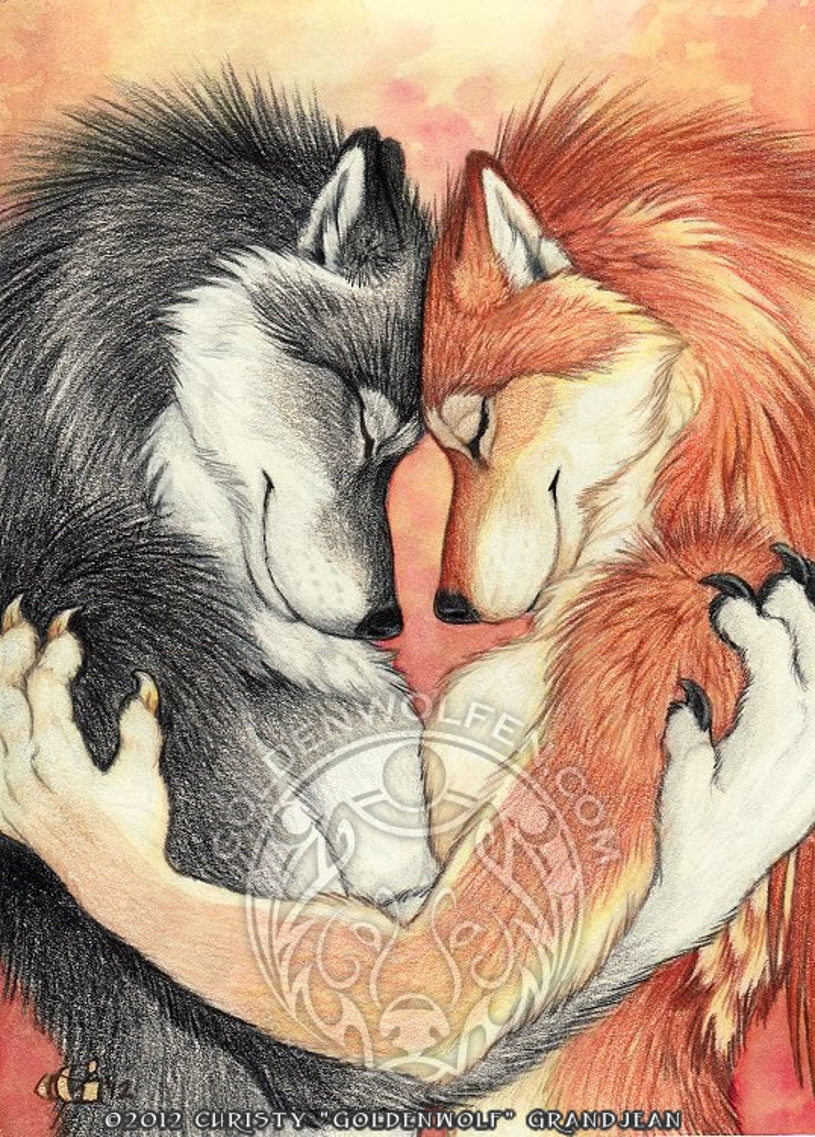 Рисунки лисов и волков. Волк обнимает лису. Влюбленные лисы и волк. Любовь волка и лисы. Тату лиса и волк.