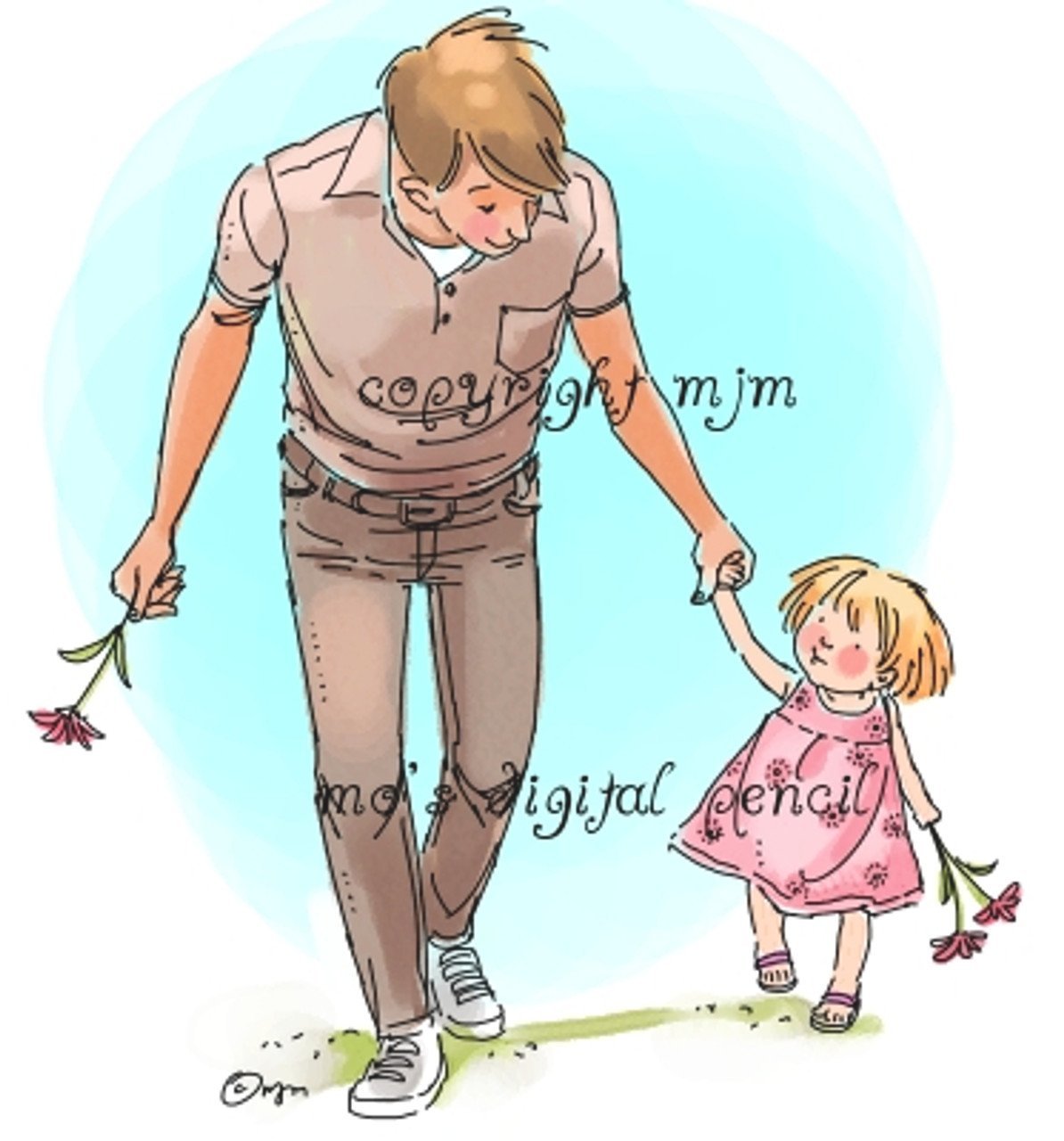 Папа и дочь рисунок