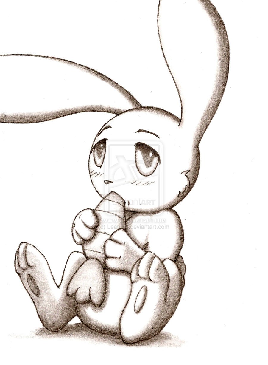Грустный кролик нарисованный