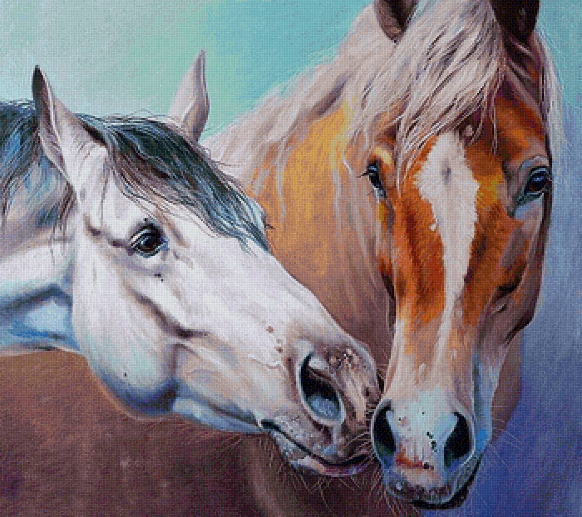Лошадь с 2 девушками. Лошади в живописи.