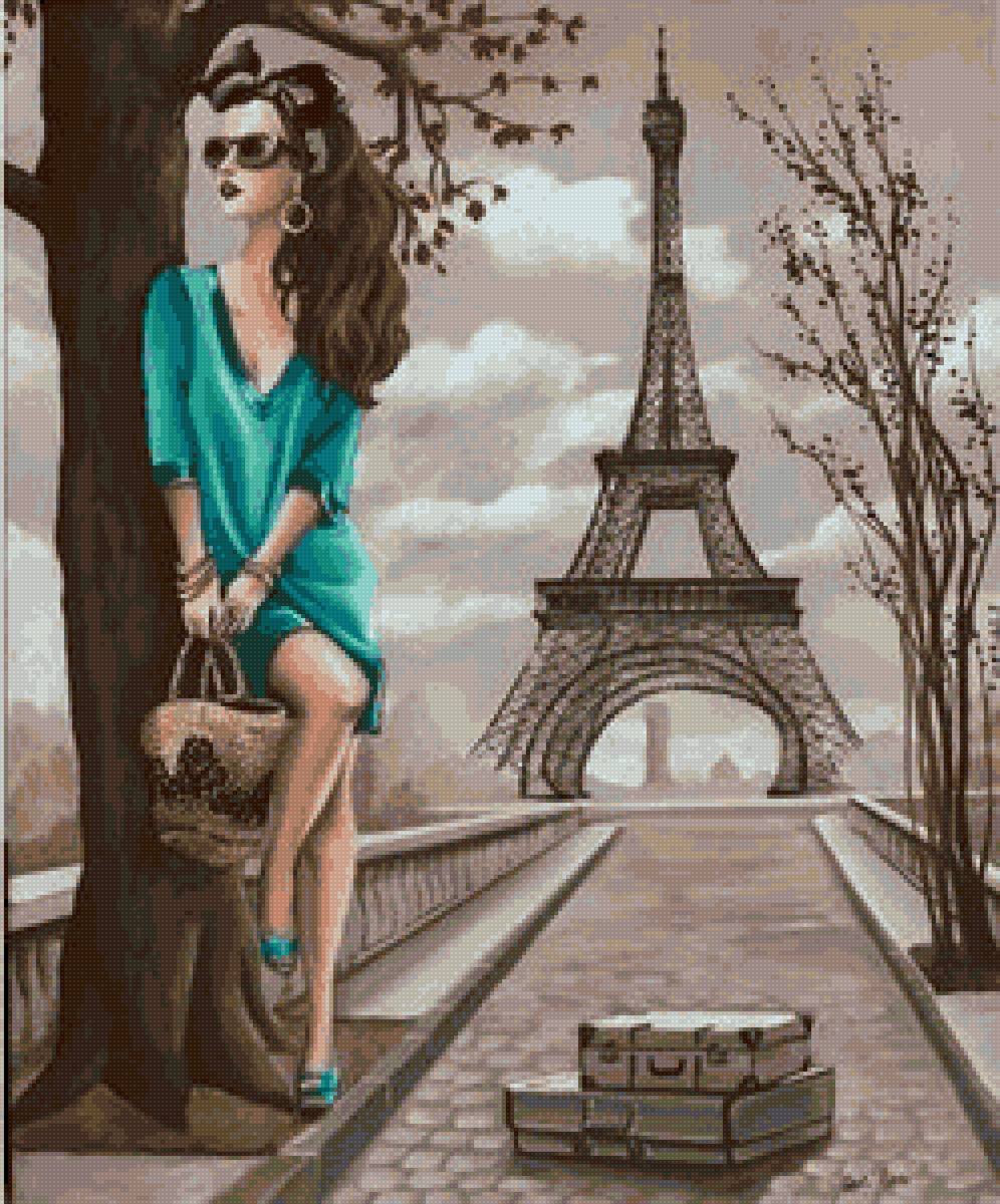 Парижанка и Эйфелева башня