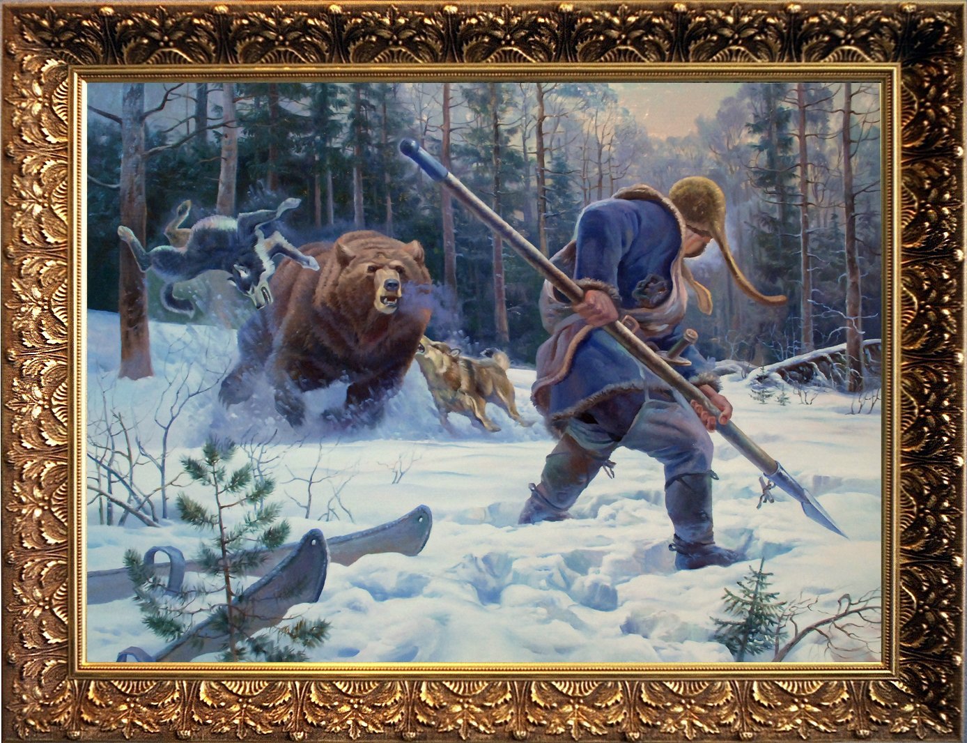 Как в старину называли медведя на руси. Охота на медведя с рогатиной Горбатов. Охота на медведя с рогатиной на Руси. Охотник с рогатиной на медведя.