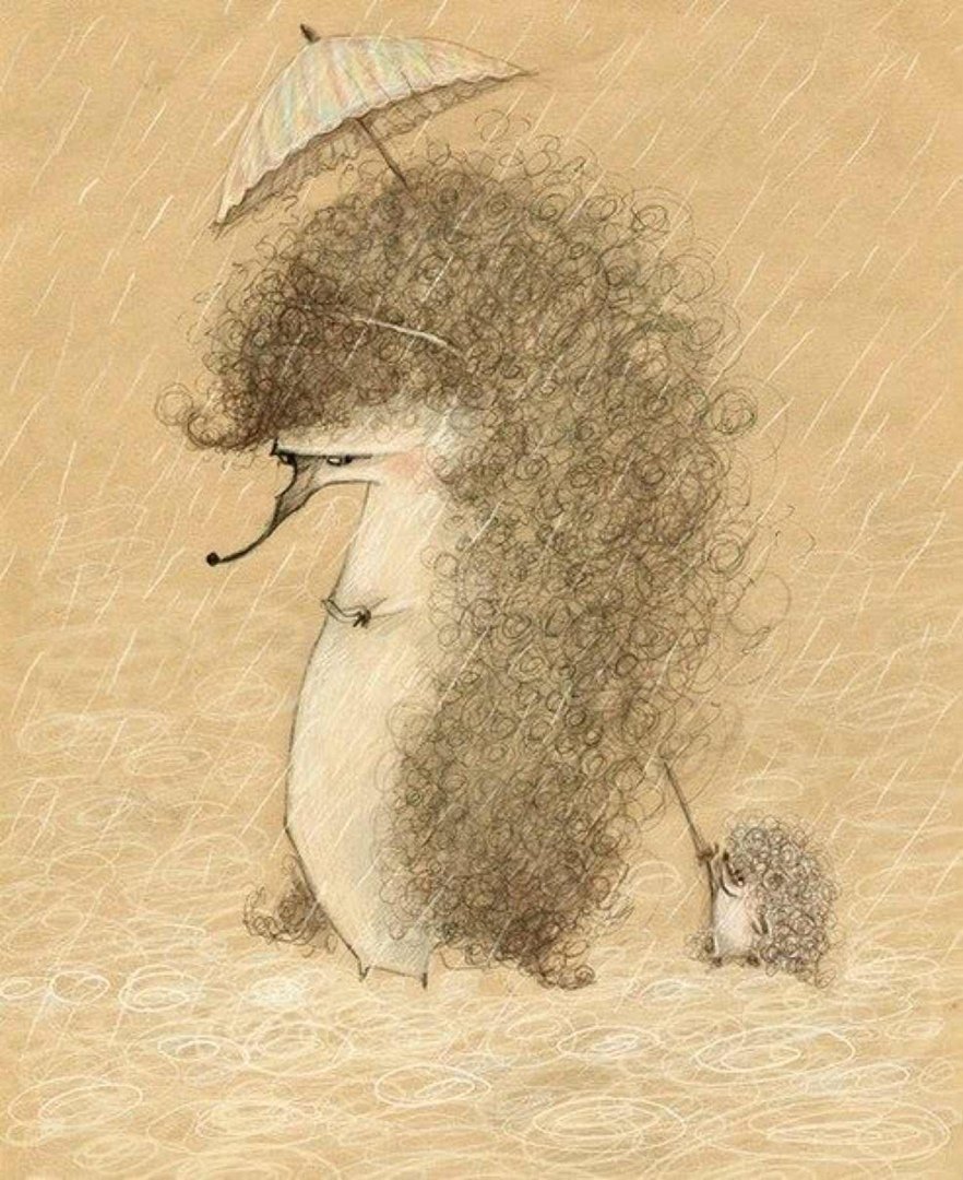 Ежик дождь. Anuka Baratashvili. Ежик и дождик. Ежик под зонтиком. Еж и дождь.