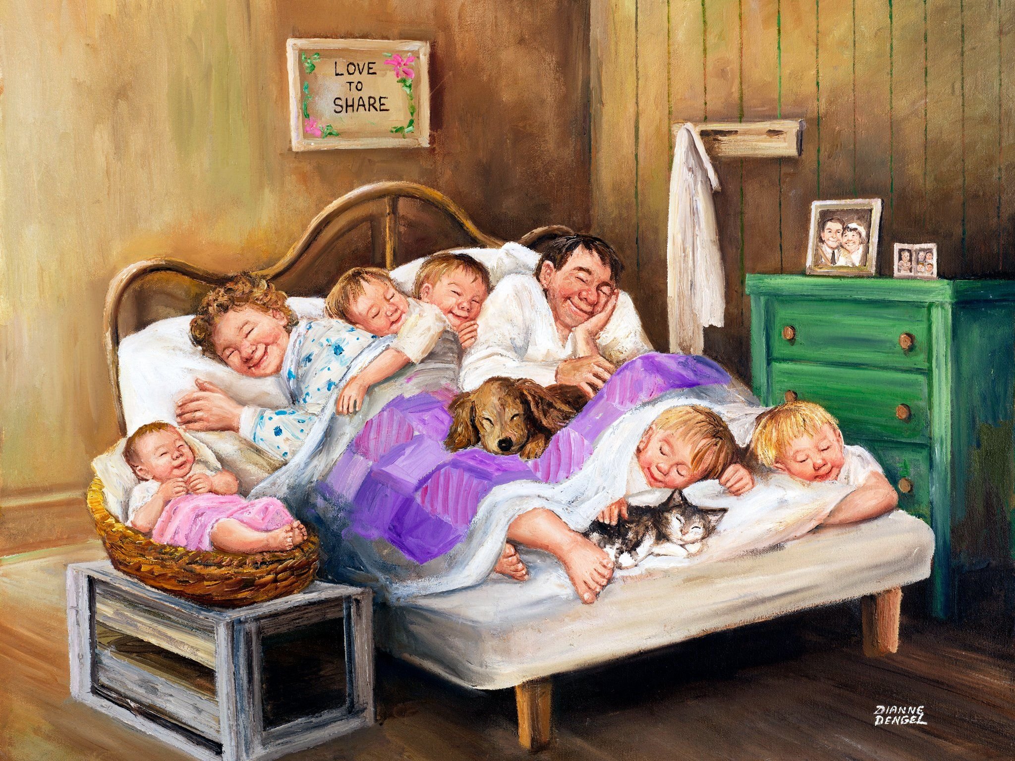 Спали родители спали их дети. Американская художница-самоучка Дайана Денгель (. Денгель счастливая семья.