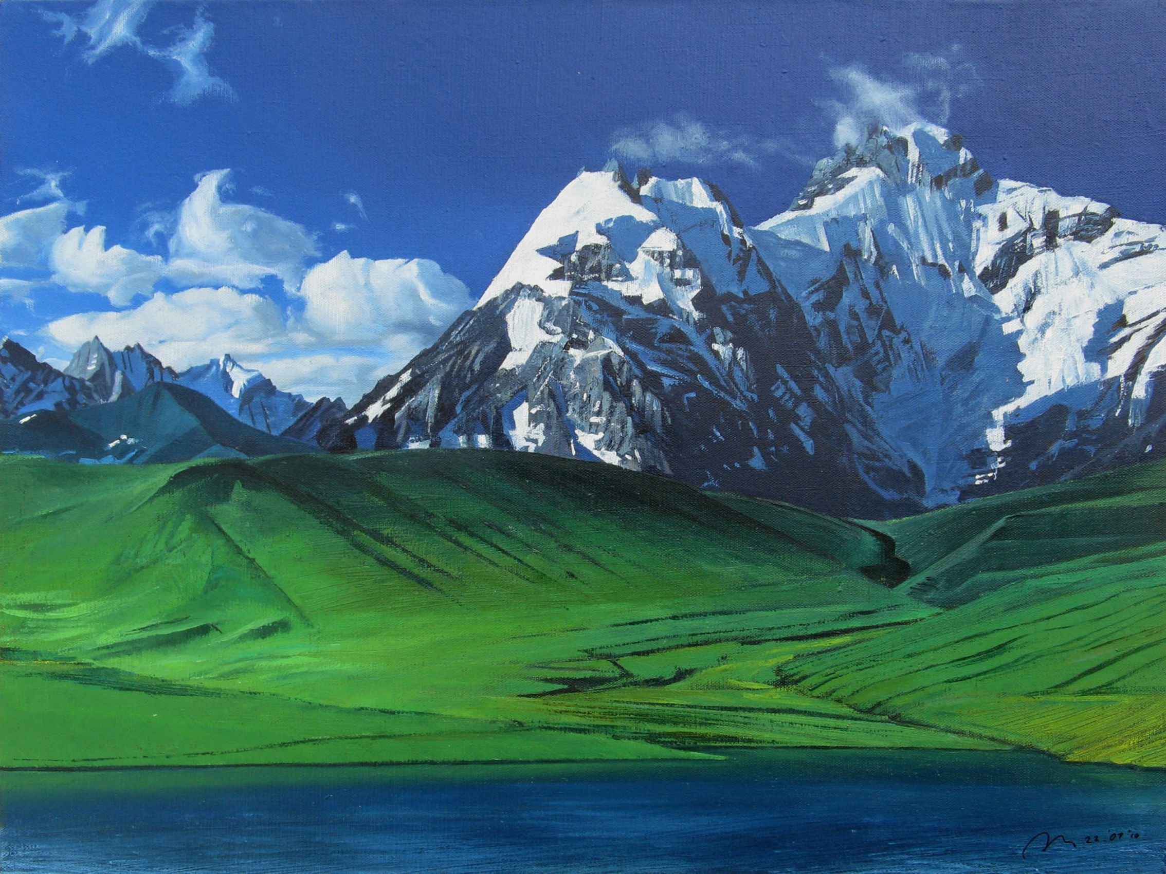 Памир гималаи. Картины горы Памира. Горы Памира картины художников. Китайская живопись горы Памира. Таджикистан Памир горы рисунок.