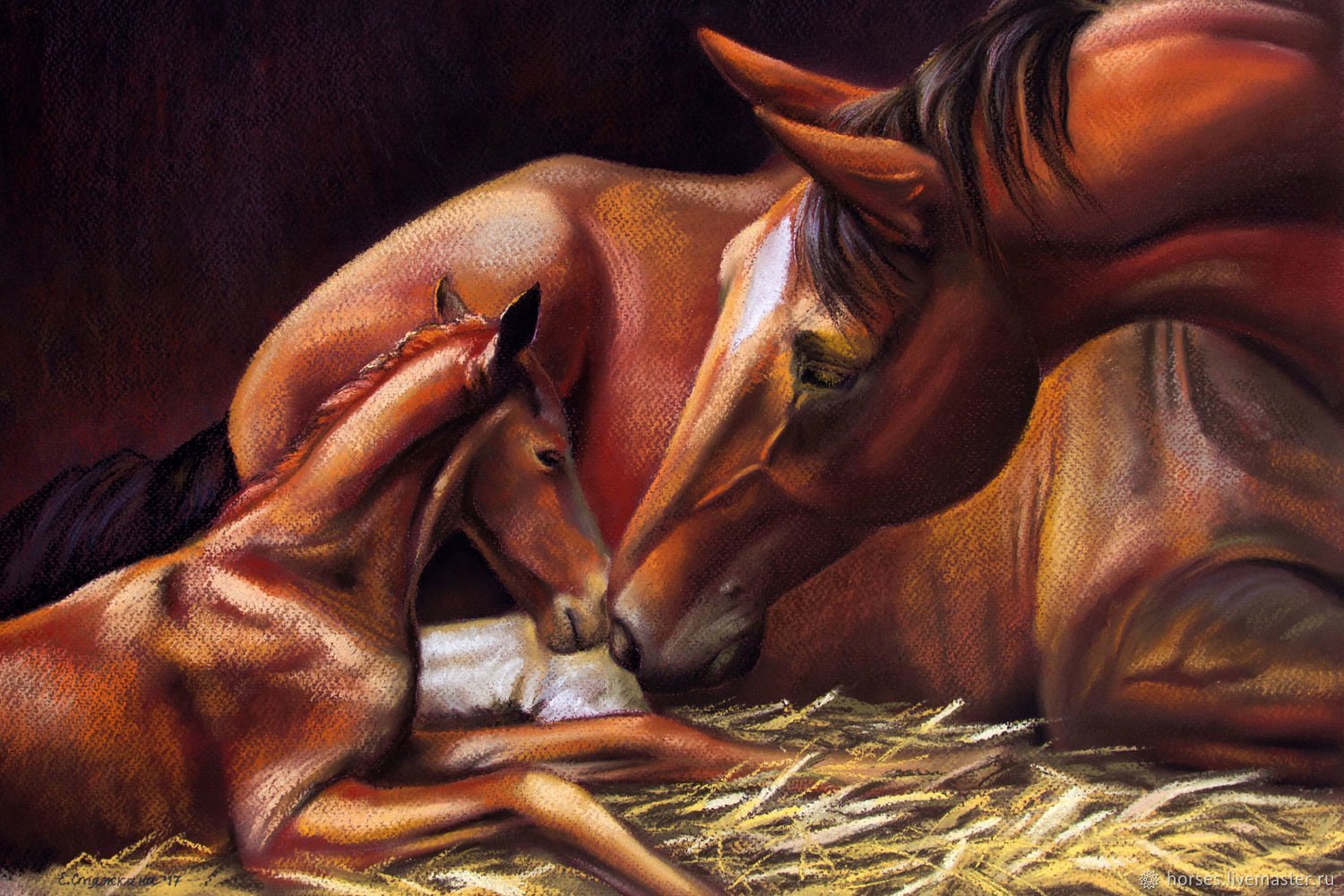 Мама лошадка. «Лошадь с жеребенком» а. Горбатова.. Картина лошадь с жеребенком а Горбатова. Две лошади. Лошади в живописи.
