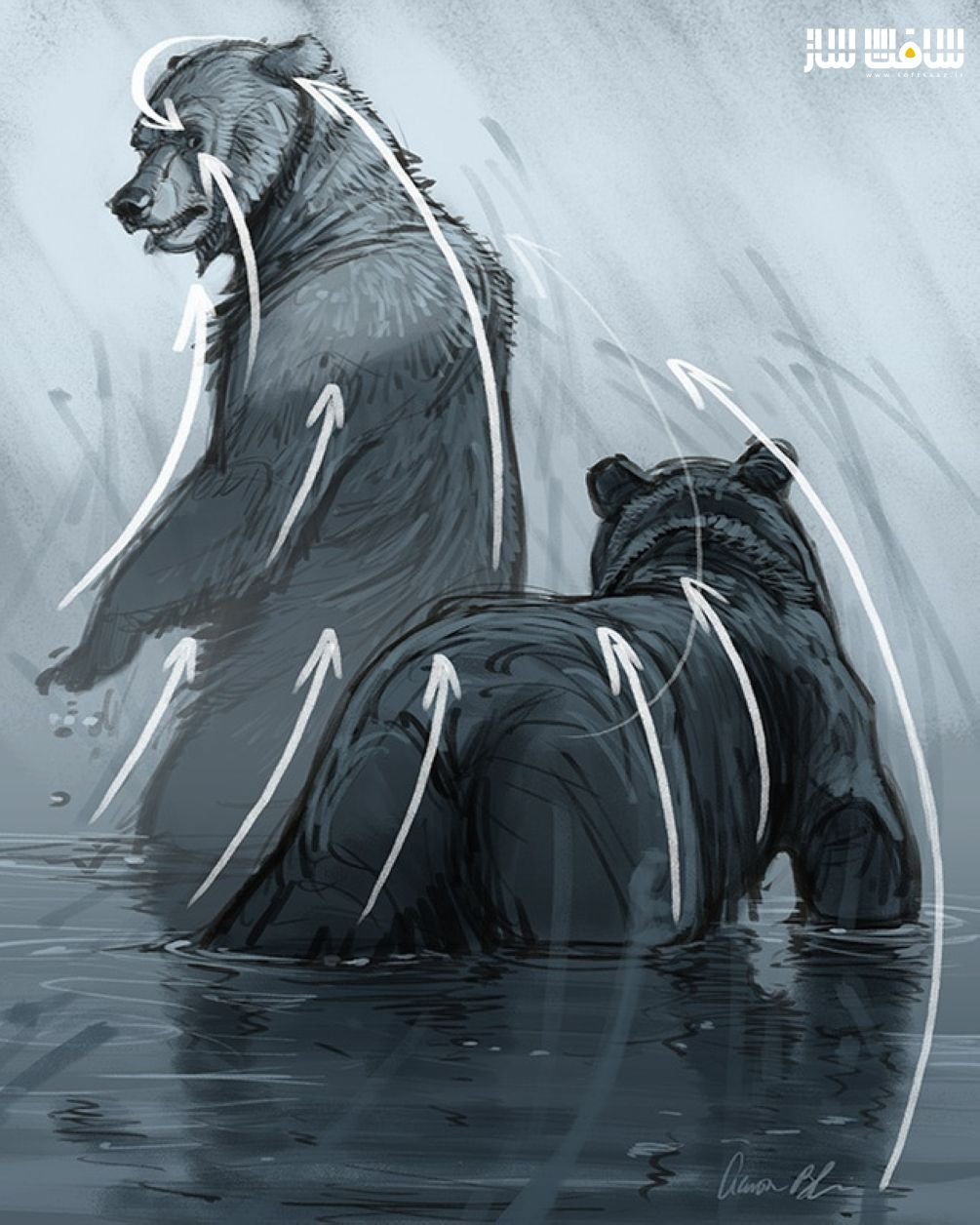 Drew born. Aaron Blaise медведь. Беар медведь концепт арт. Одинокий медведь. Одинокий медведь арт.