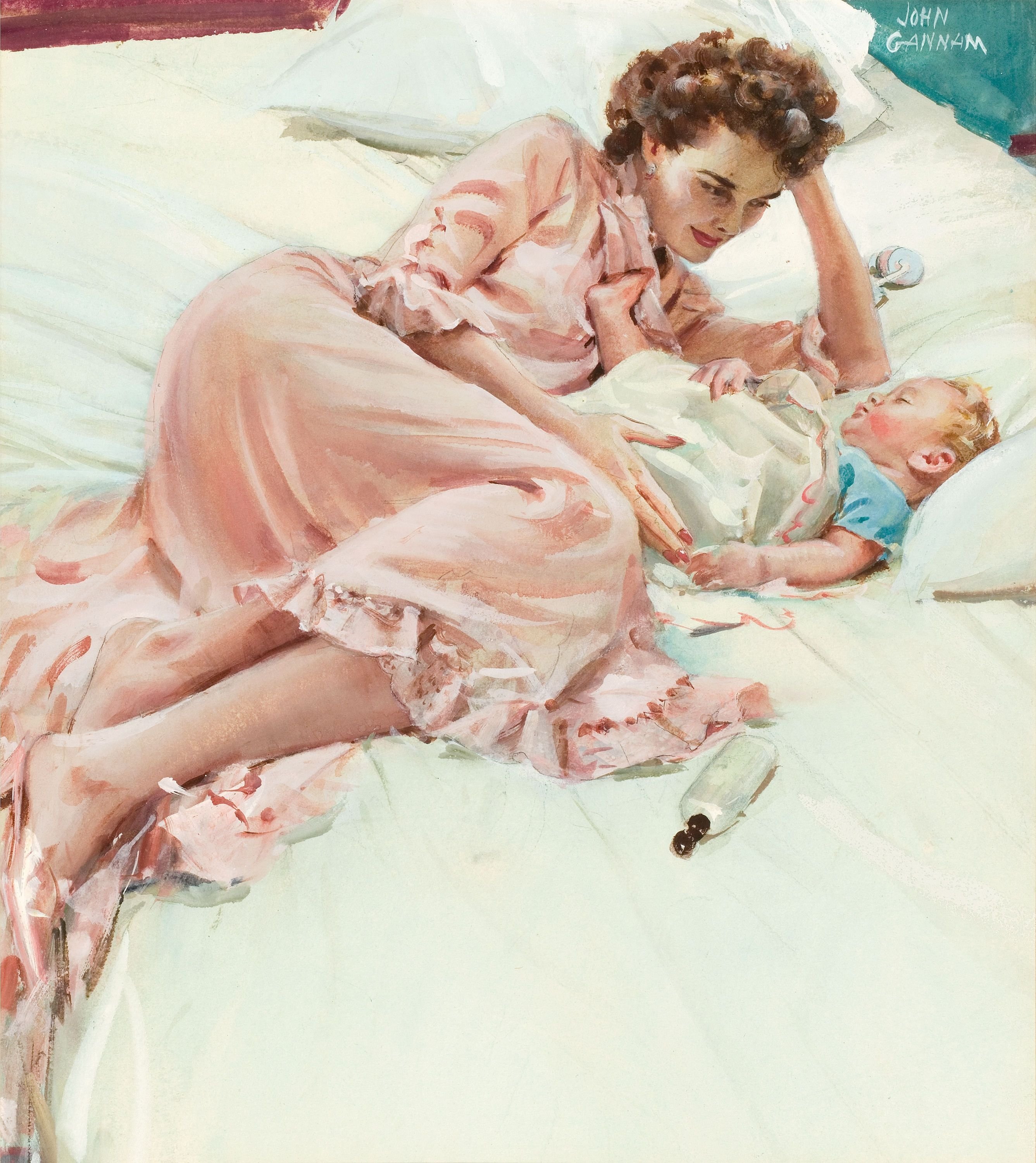 Спящие сын ретро. Джон Ганнам. John Gannam картины. Стив Хэнкс мать и дитя. Американский художник John Gannam(1907-1965).