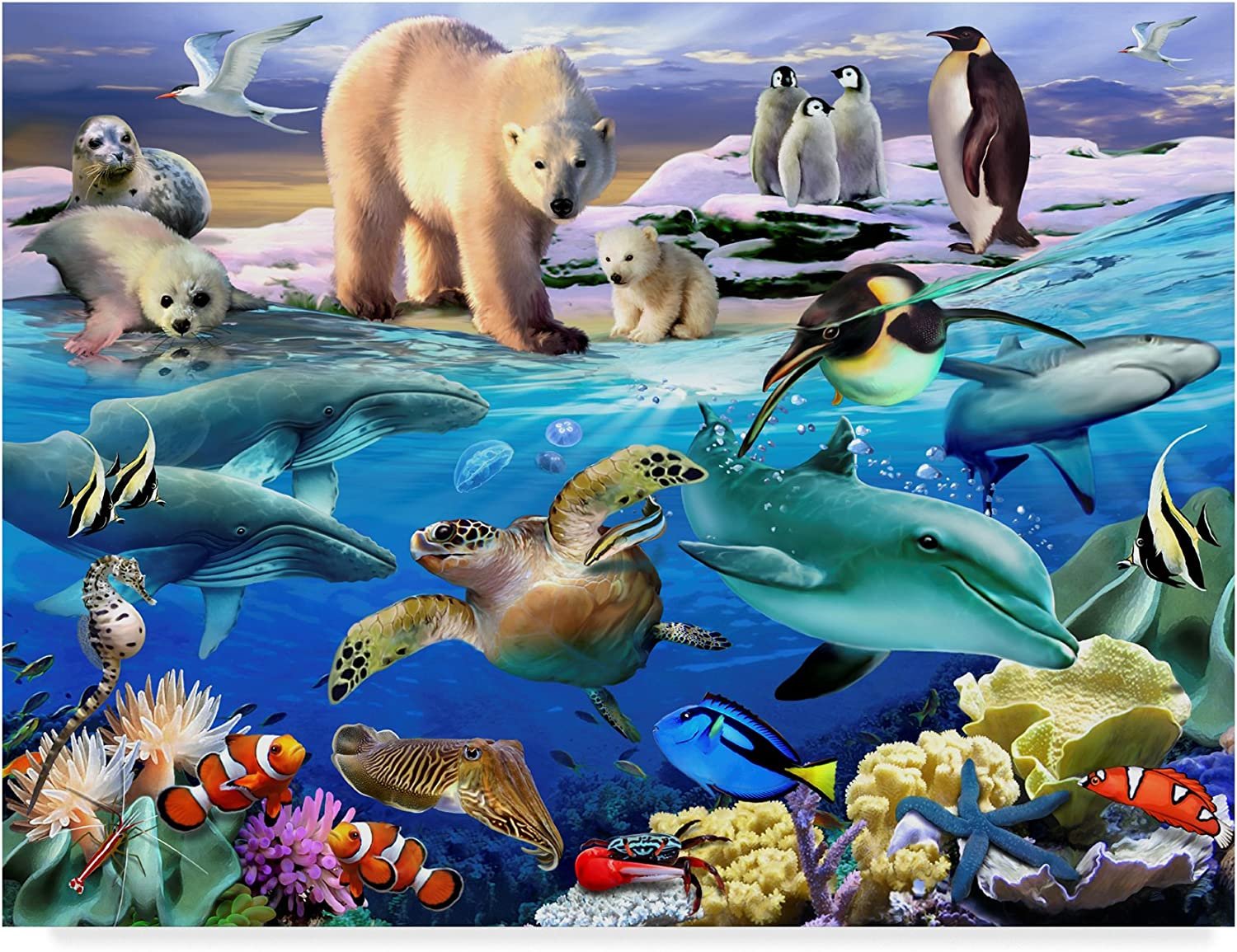 В животном царстве существует несколько веществ. В царстве животных. Морские обитатели коллаж. Картины с морскими животными. Картина Морский животных.