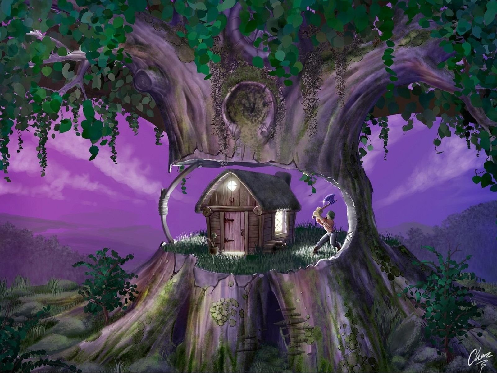 Заколдованный остров. Сказочные дома. Сказочное дерево. Сказочный дом. Сказочный дом на дереве.