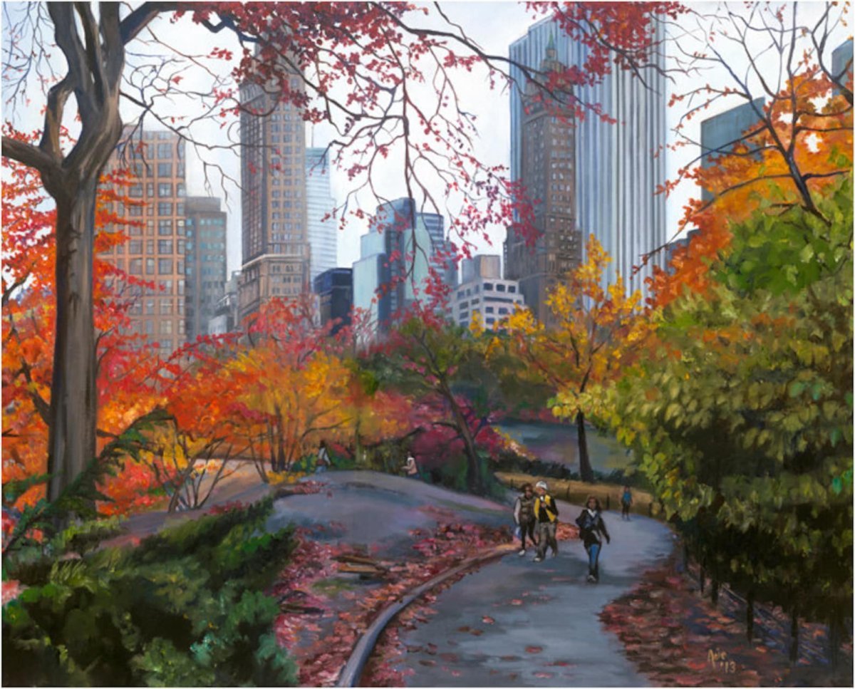 Картина осень в Нью Йорке