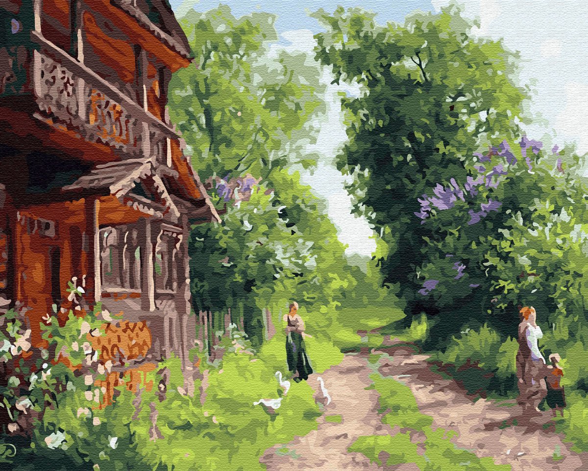 Деревенский дом летом картинка