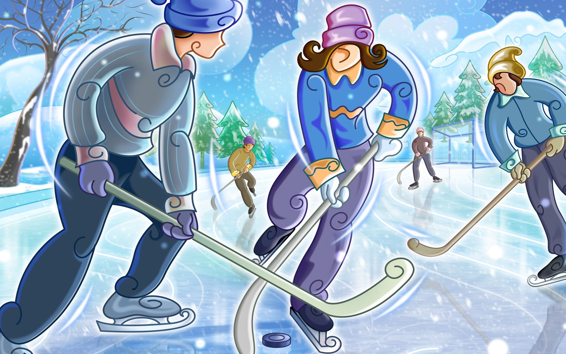 Зимние забавы. Зимние игры для детей. Зимние спортивные игры для детей. Зимние забавы коньки.