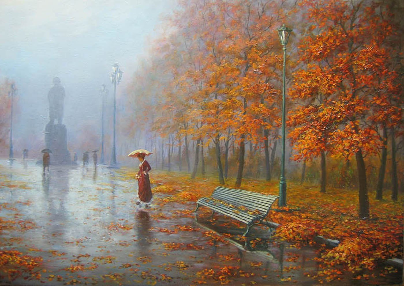 Гулял октябрь. Осенний пейзаж. Осенние картины. Осенний дождь живопись. Дождливая осень живопись.