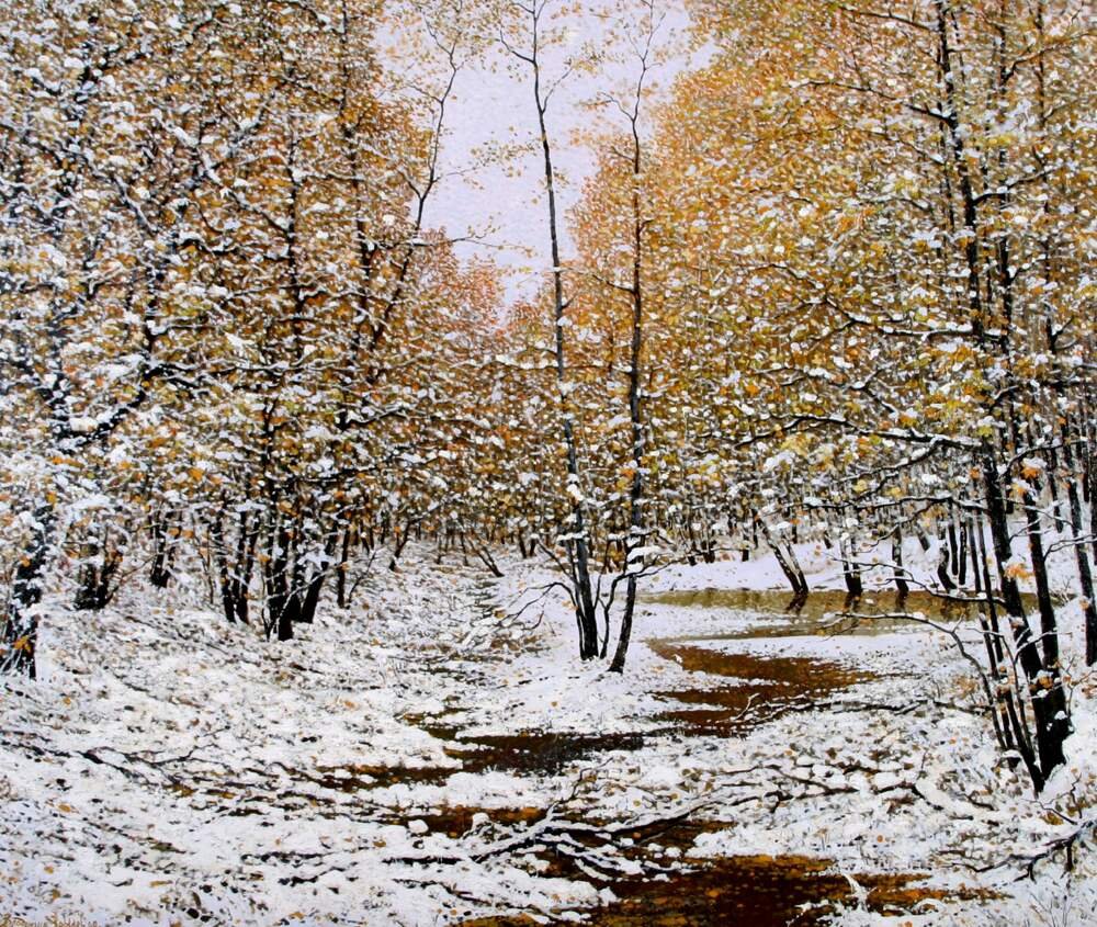 Поздняя осень и наступление зимы. Крылов художник пейзажист. Первый снег живопись.