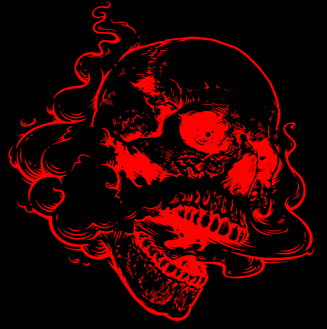 Демон фонка. Красный череп на черном фоне. Черно красный череп.
