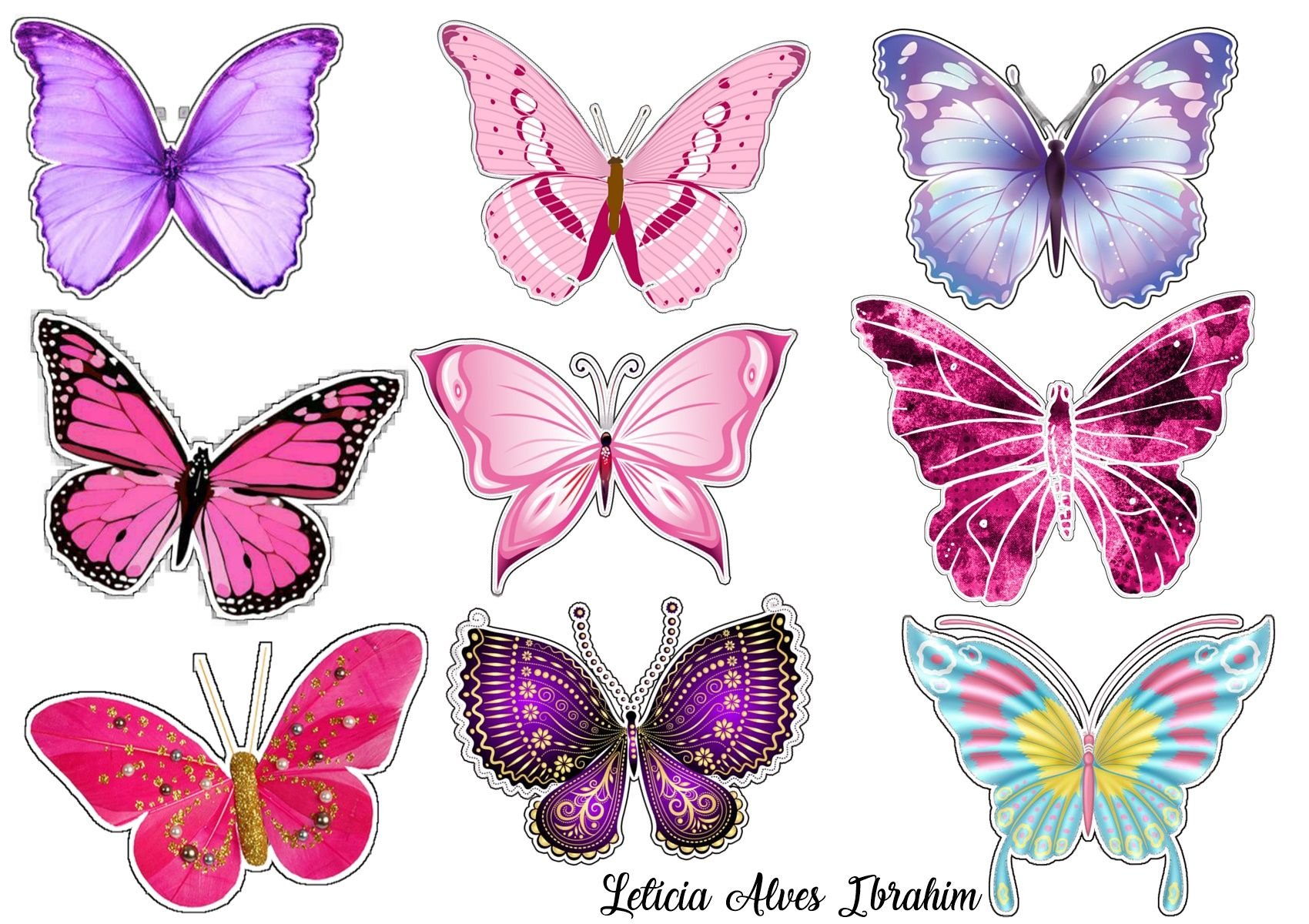 Бабочки розовые распечатать