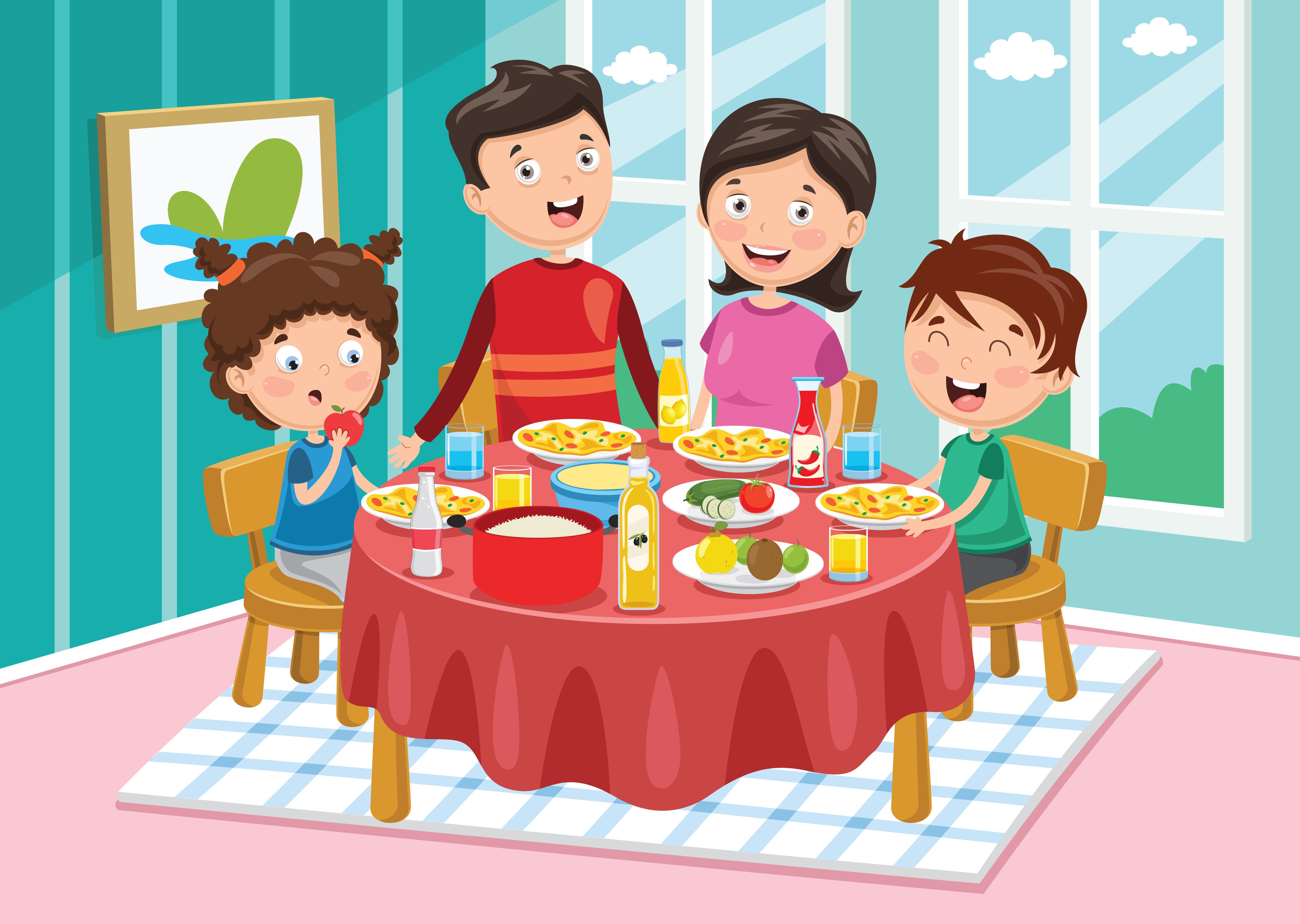 Круглый стол год семьи. Семья за столом. Мультяшная семья за столом. Семья за столом иллюстрация. Семья обедает в столовой.