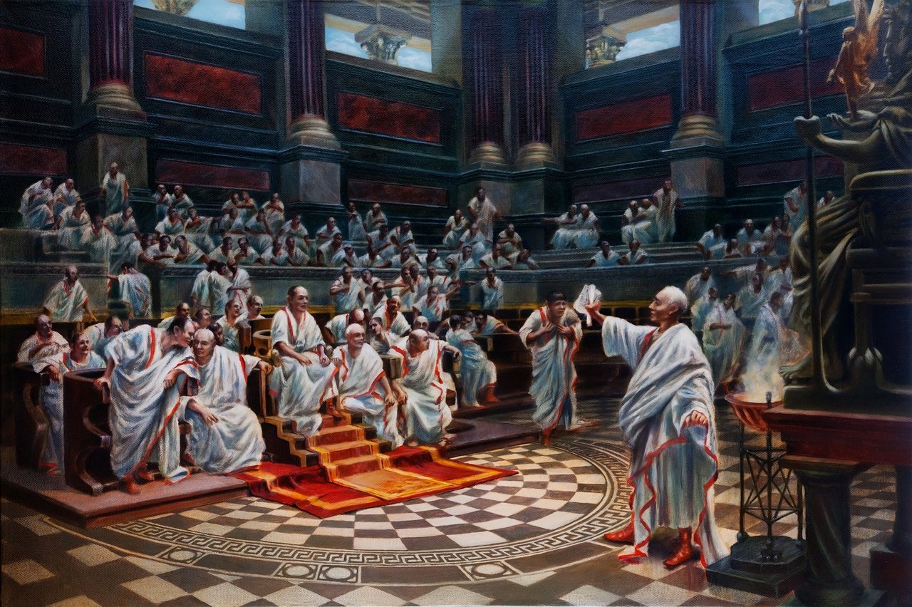 Речи судебных ораторов. Чезаре Маккари (1888) заседание Римского Сената. Цицерон речь Катилины. Сенат в древнем Риме. Цицерон против Катилины.